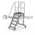 Aluminiowy podest roboczy jezdny (wys. 123 cm, 5 stopni, 4 koła)