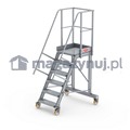 Aluminiowy podest roboczy jezdny (wys. 147 cm, 6 stopni, 4 koła)