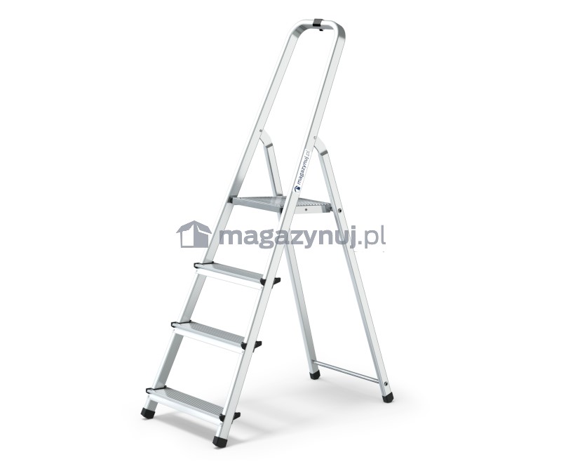 Drabina aluminiowa 4 stopnie, wytrzymałość 150 kg - PRO