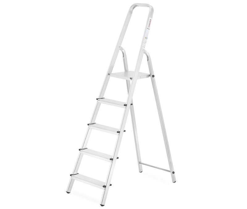 Drabina aluminiowa, 5 stopni, wytrzymałość: 125 kg - L-ALU-5