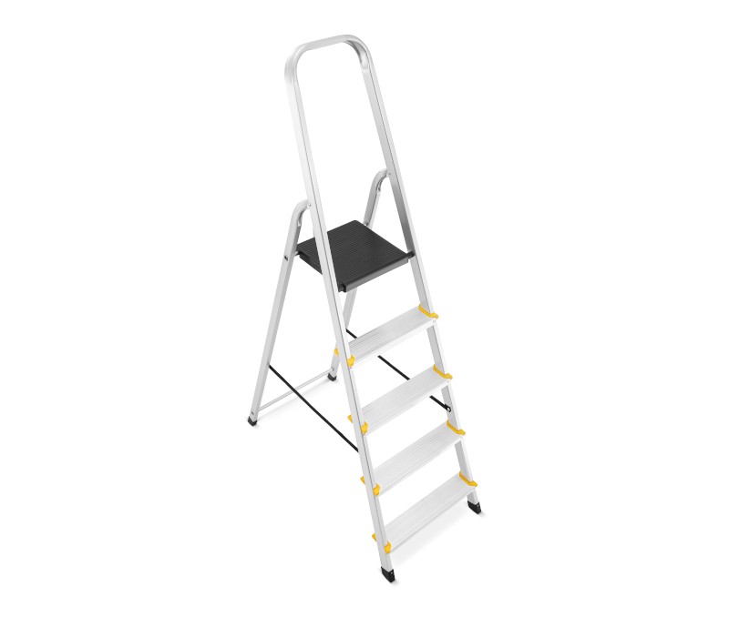Drabina aluminiowa, 5 stopni, wytrzymałość 150 kg I-1915