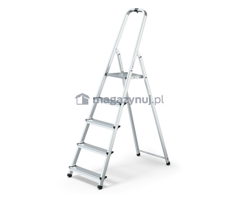 Drabina aluminiowa 5 stopni, wytrzymałość 150 kg - PRO