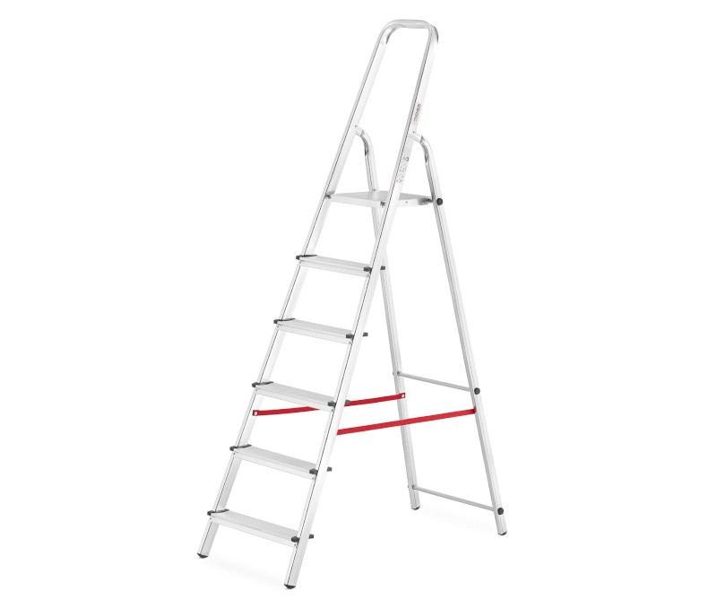Drabina aluminiowa, 6 stopni, wytrzymałość: 125 kg - L-ALU-6