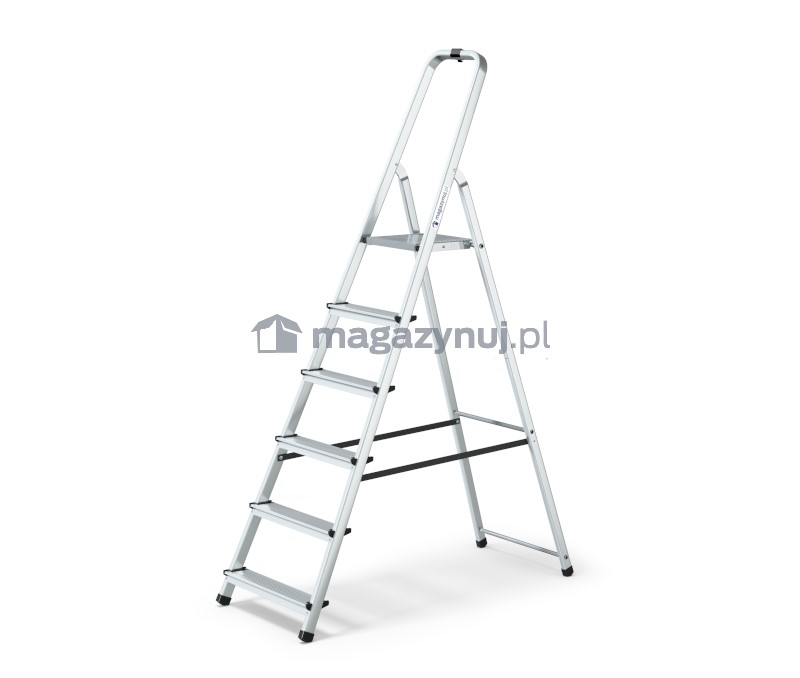 Drabina aluminiowa 6 stopni, wytrzymałość 125 kg - HOME