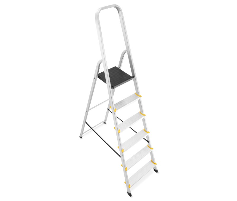 Drabina aluminiowa, 6 stopni, wytrzymałość 150 kg I-1916