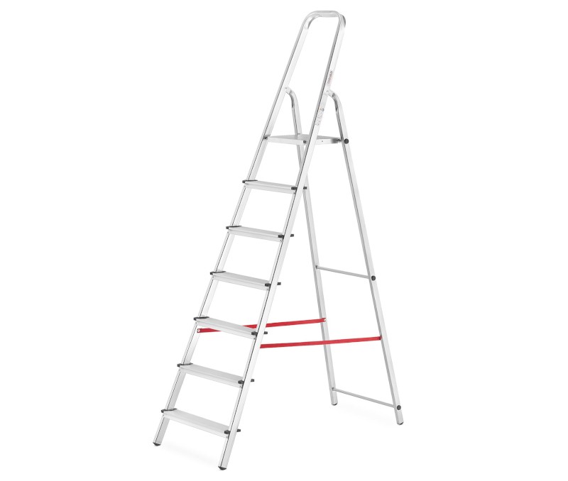 Drabina aluminiowa, 7 stopni, wytrzymałość: 125 kg - L-ALU-7