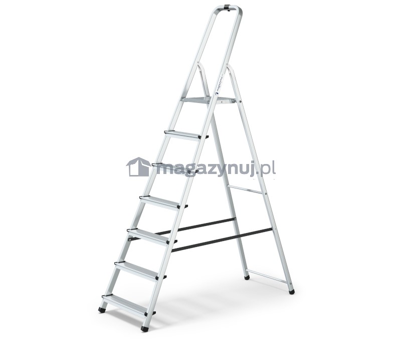 Drabina aluminiowa 7 stopni, wytrzymałość 150 kg - PRO