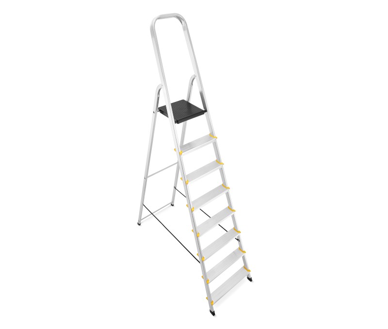 Drabina aluminiowa, 8 stopni, wytrzymałość 150 kg I-1918