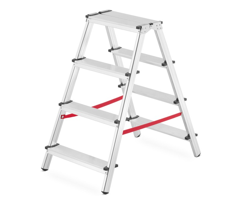 Drabina aluminiowa, dwustronna, 4 stopnie wytrzymałość: 125 kg