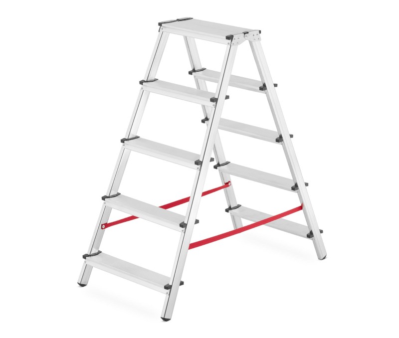 Drabina aluminiowa, dwustronna, 5 stopni, wytrzymałość: 125 kg