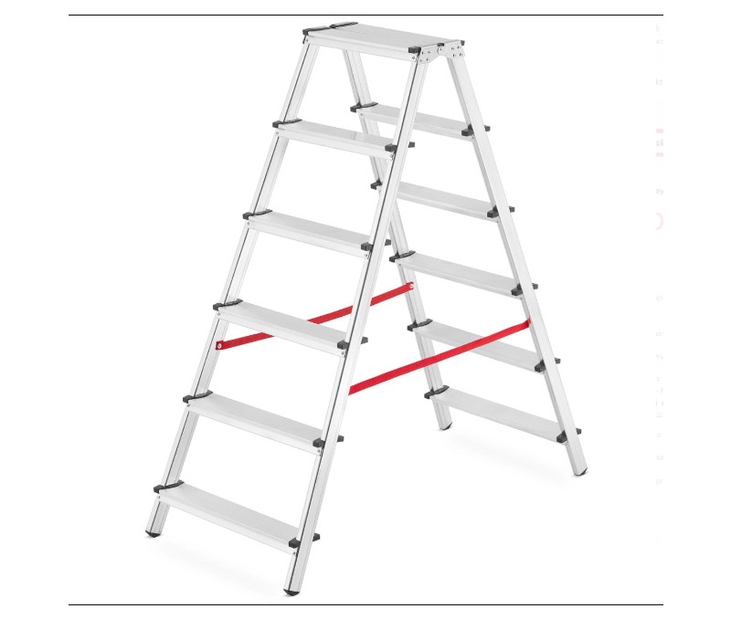 Drabina aluminiowa, dwustronna, 6 stopni wytrzymałość: 125 kg