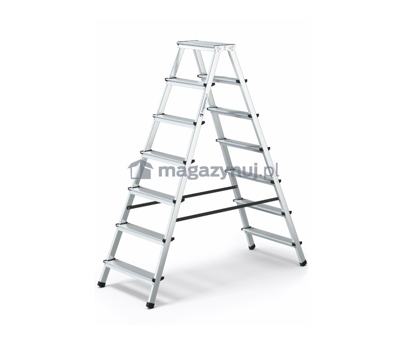 Drabina aluminiowa, dwustronna, 7 stopni, wytrzymałość: 125 kg - HOME