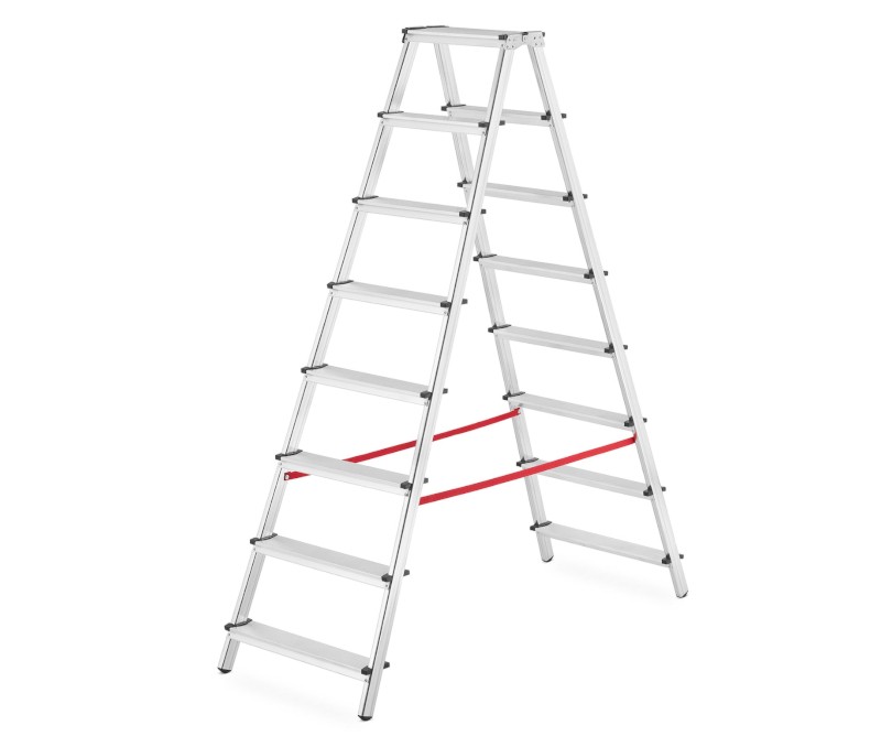 Drabina aluminiowa, dwustronna, 8 stopni wytrzymałość: 125 kg)