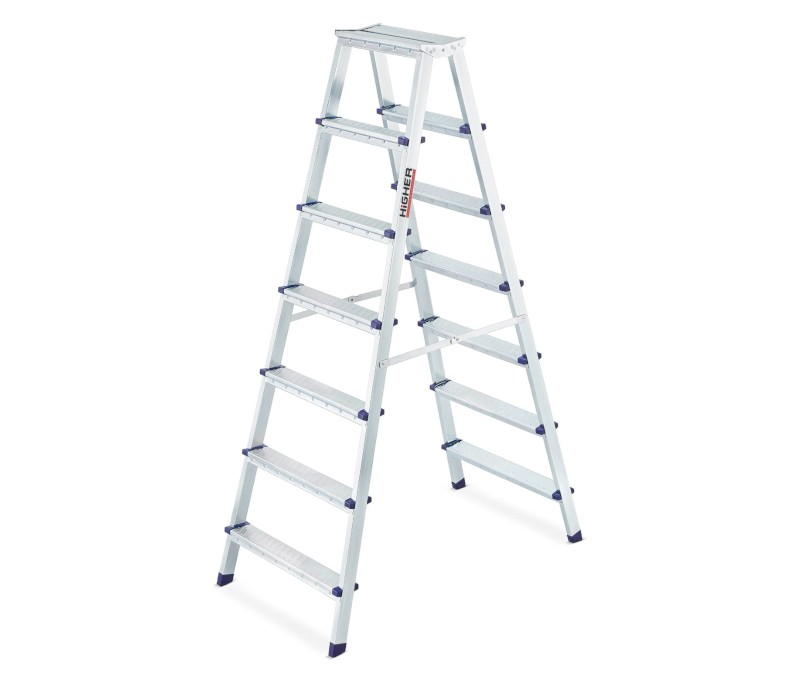 Drabina stalowa, dwustronna, 6 stopni, wytrzymałość 125 kg - S-1206