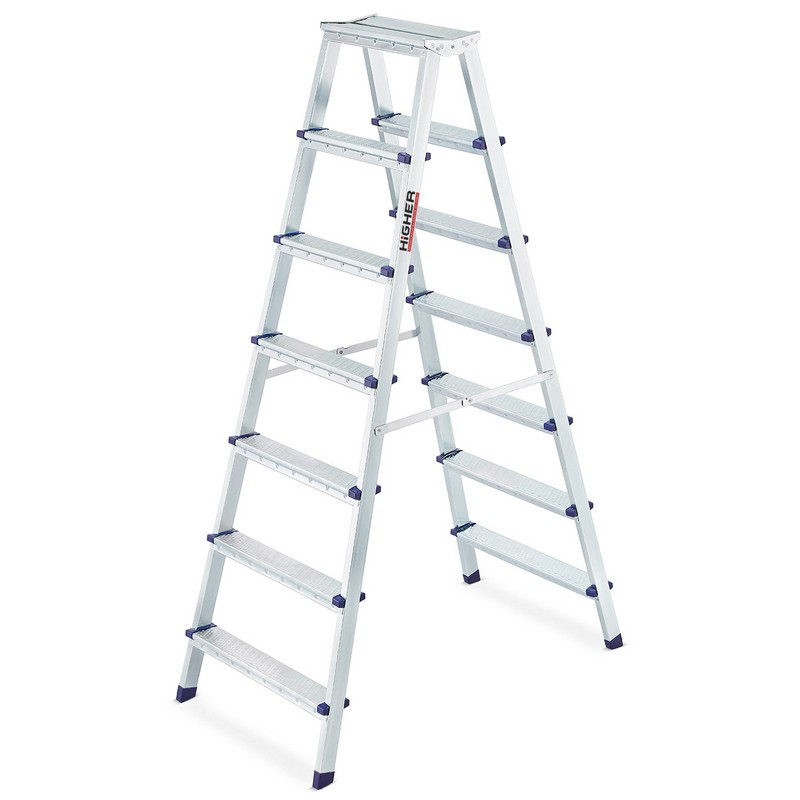 Drabina stalowa, dwustronna, 7 stopni, wytrzymałość 125 kg - S-1207