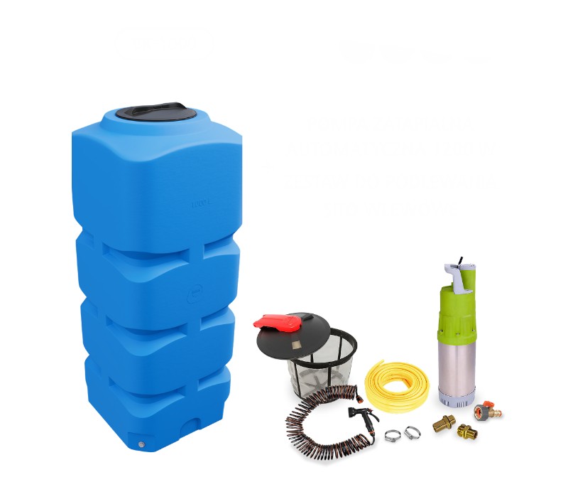 Gotowy zestaw do podlewania 1000 l BK niebieski z pompą Multi Diver Evo z sitem