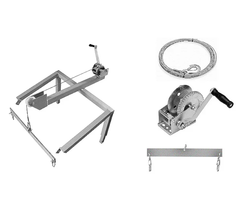 Konstrukcja pod wciągarkę do zsypu na gruz