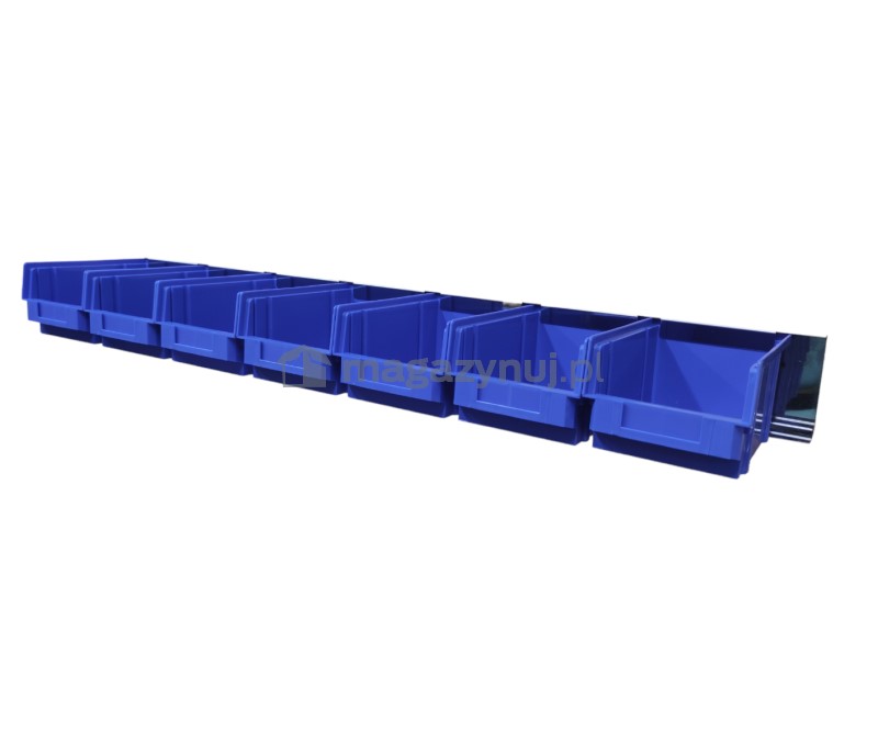 Listwa do zawieszania pojemników warsztatowych 7 szt. o wym. 199x135x100 mm (wym. listwy 1000x105 mm)