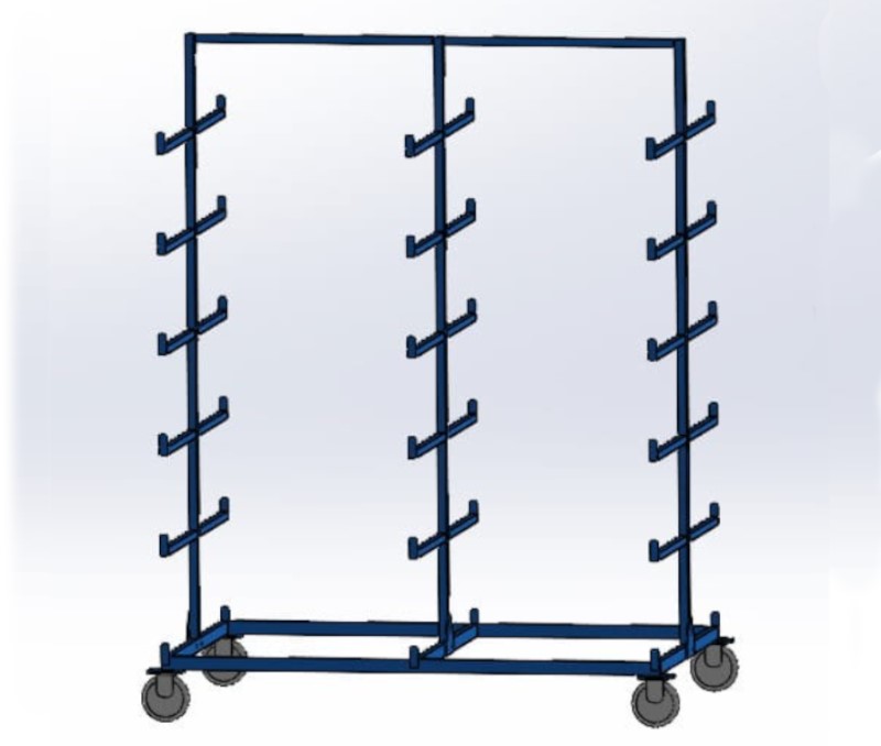 Mobilny regał wspornikowy wym. 1500x1000x2000 mm - 3 stojaki