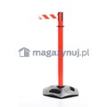Pachołek/słupek plastikowy Heavy Duty  z rozwijaną taśmą odgradzającą, ostrzegawczą.