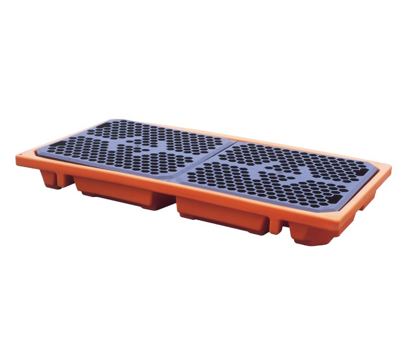 Paleta wychwytowa z kratownicą pod 2 beczki, pojemność 112 l wym. 1410 x 760 x 140 mm