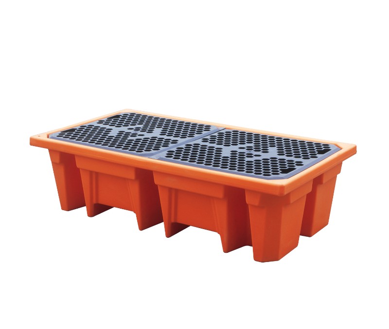 Paleta wychwytowa z kratownicą pod 2 beczki, pojemność 240 l wym. 1400 x 760 x 420 mm