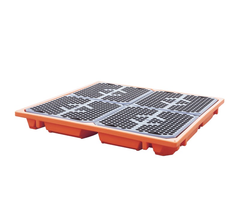 Paleta wychwytowa z kratownicą pod 4 beczki, pojemność 215 l wym. 1410 x 1410 x 140 mm