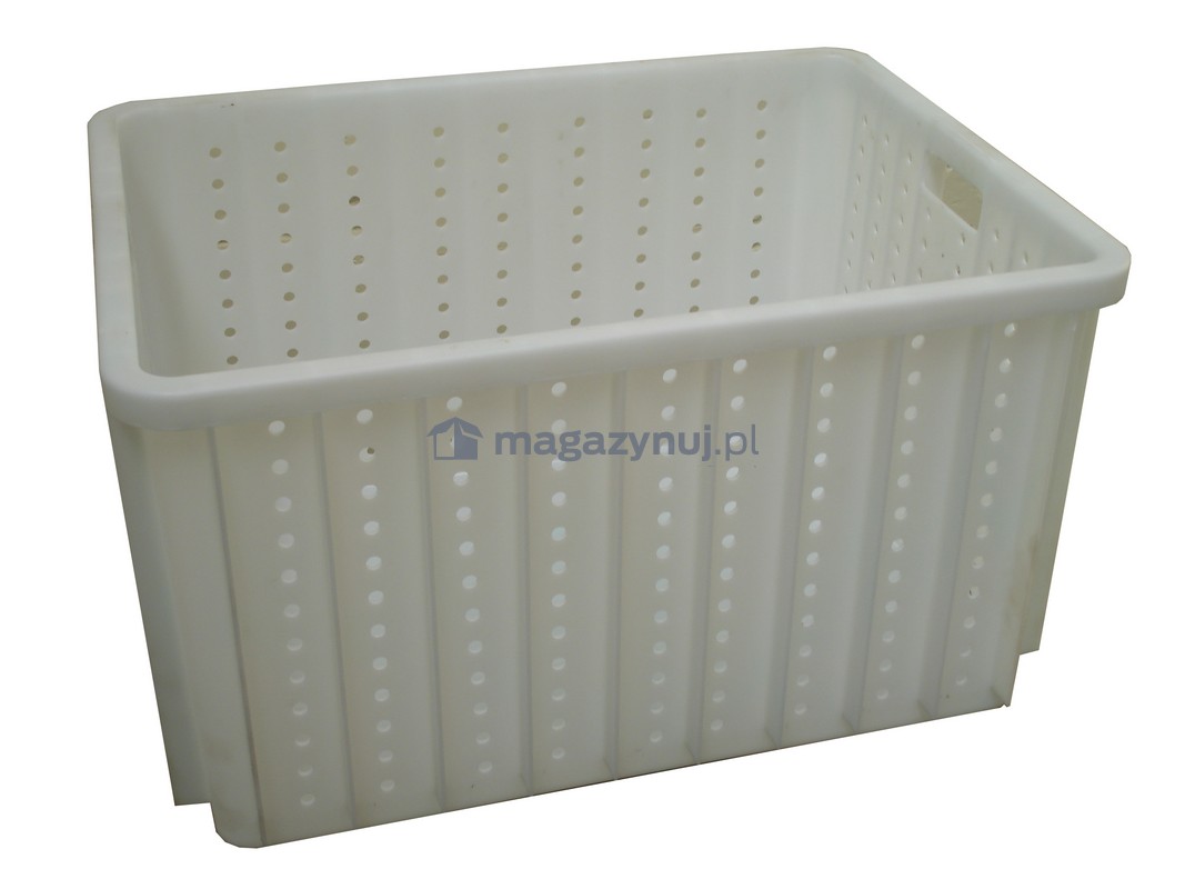 Pojemnik magazynowy, perforowany, wym. 80x60cm, atest na kontakt z żywnością	