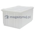 Pojemnik magazynowy z pokrywą, wym. 60 x 40 cm, biały, atest na kontakt z żywnością, bez uchwytów