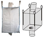 Powlekany worek wielkogabarytowy BIG BAG 5. 4 uchwyty, wym. 900x900x1200mm - 20 szt.