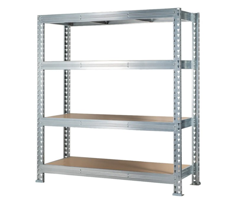 Regał magazynowy, 4 półki, wciskany wym. 180 x 60 x 180 cm, nośność 300 kg na półkę, ocynk