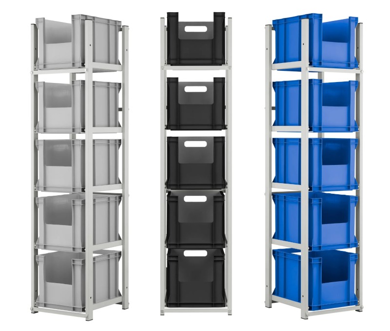 Regał z pojemnikami inspekcyjnymi o wym. 400 x 300 x 270 mm