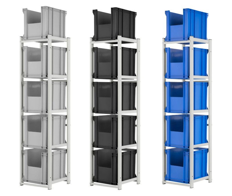 Regał z pojemnikami inspekcyjnymi o wym. 400 x 300 x 320 mm