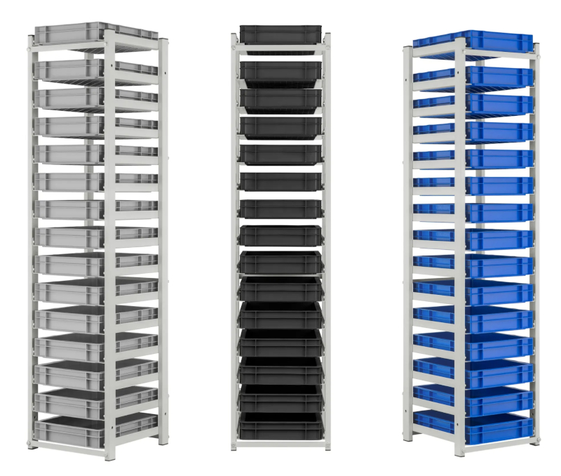 Regał z pojemnikami o wym. 400 x 300 x 70 mm