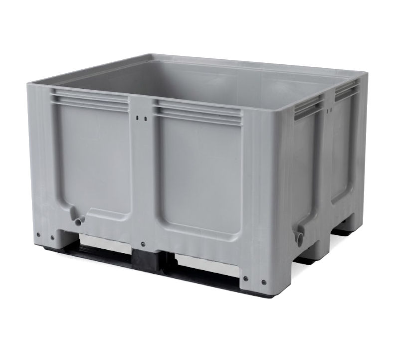 Skrzyniopaleta plastikowa pełna szara na 3 płozach wym. 1200x1000x763 mm - CTR3