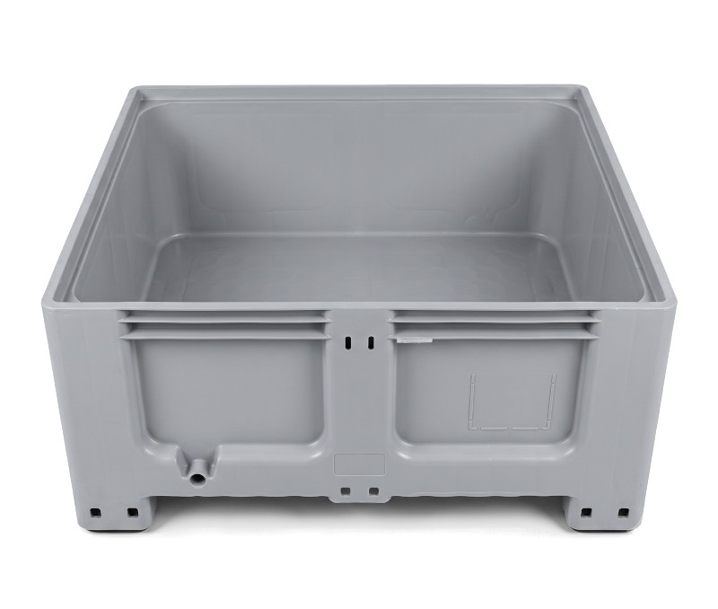 Skrzyniopaleta plastikowa pełna szara na 4 stopach wym. 1200x1000x580 mm - CTS