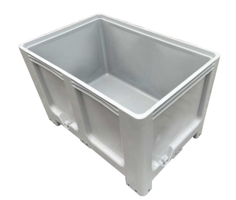 Skrzyniopaleta plastikowa pełna szara na 4 stopach  wym. 1200x800x800 mm - CTH-2-st