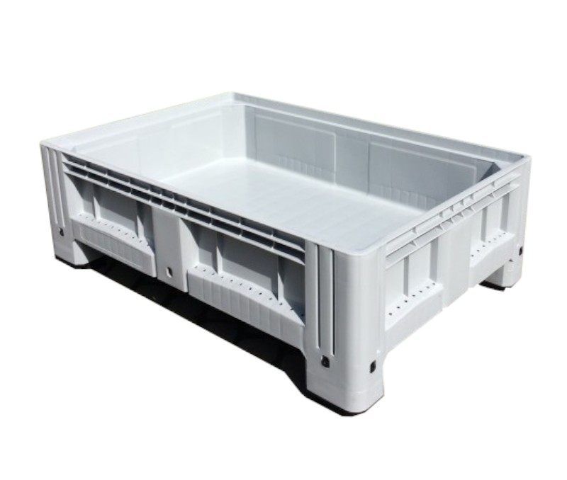 Skrzyniopaleta plastikowa pełna szara niska na 4 stopach  wym. 1200x800x400 mm - CTH3