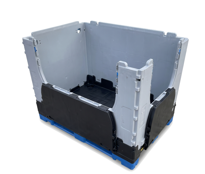 Skrzyniopaleta składana 120x80x960 HDPE 790 l na 2 płozach