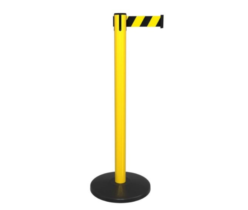 Słupek przemysłowy ze stali nierdzewnej z taśmą żółto-czarną V-FLOW Protect 3.6 m, 5m, 10 m