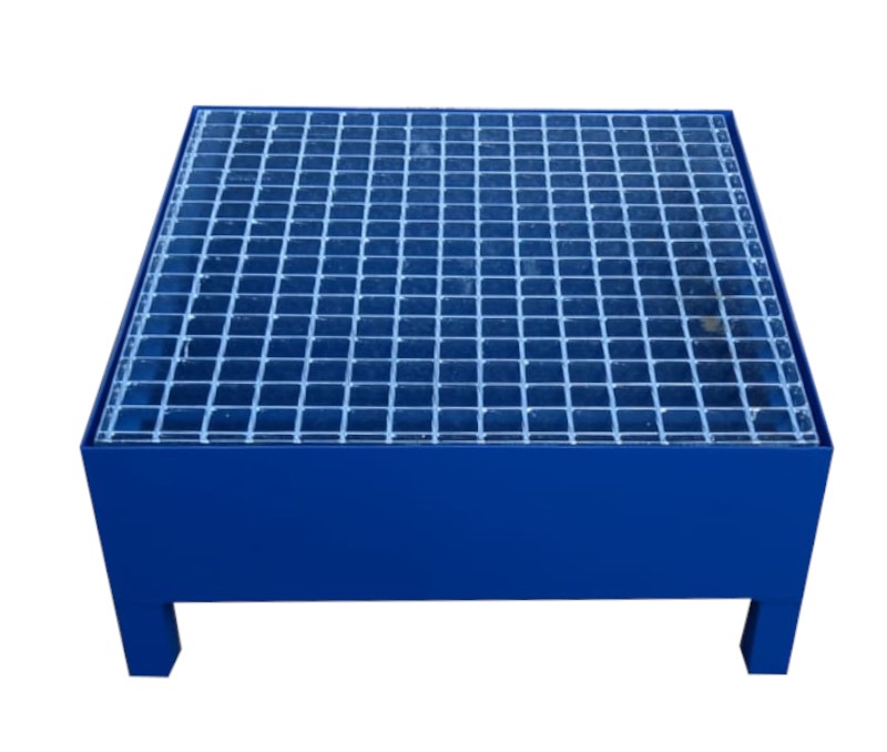Stalowa wanna ociekowa z kratownicą o pojemności 50 l na 1 beczkę, wym. 620 x 620 x 280 mm