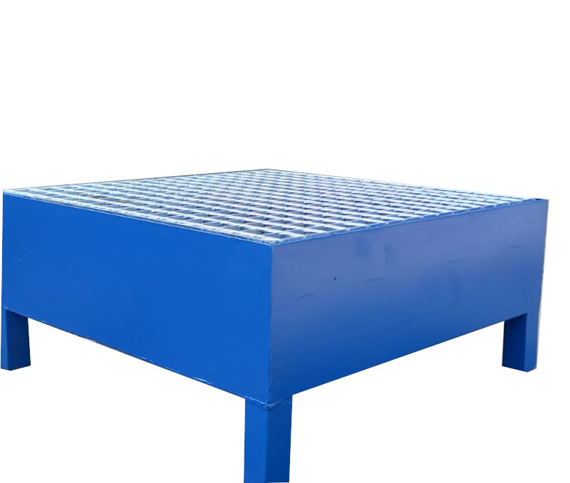 Stalowa wanna ociekowa z kratownicą o pojemności 50 l na 1 beczkę, wym. 740 x 740 x 200 mm