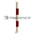 Stalowy słupek ochronny biały z czerwonymi pasami oraz kotwą montażową (wys. 1000 mm)