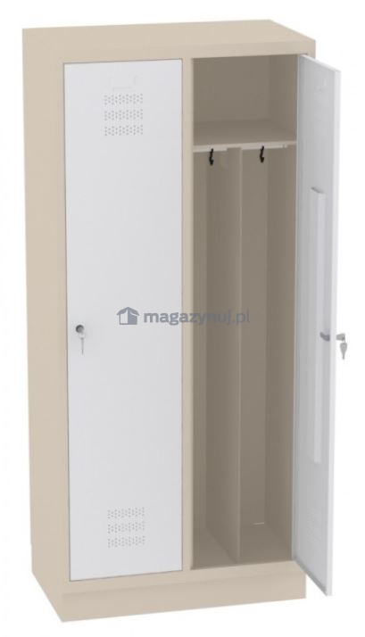 Szafka ubraniowa podwójna z przegrodą i cokołem (wym. 810x480x1800mm)