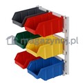 Wieszak do zawieszania pojemników warsztatowych o wym. 156 x 100 x 75 mm (wym. wieszaka 259 x 311 mm, 6 pojemników)