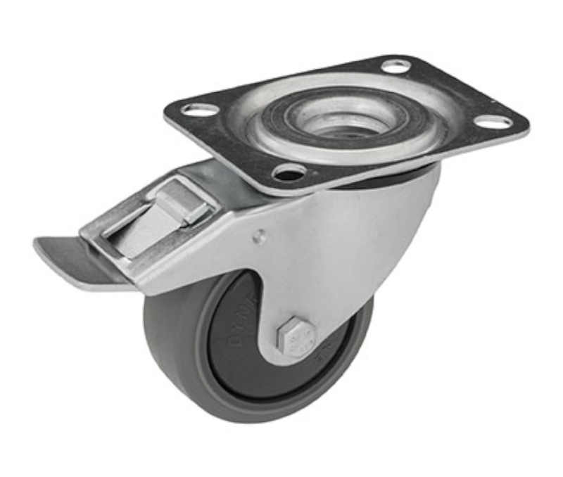 Zestaw kołowy skrętny KPE-WTE-125K1-HC - nośność 150 kg, łożysko kulkowe, fi 125 mm 