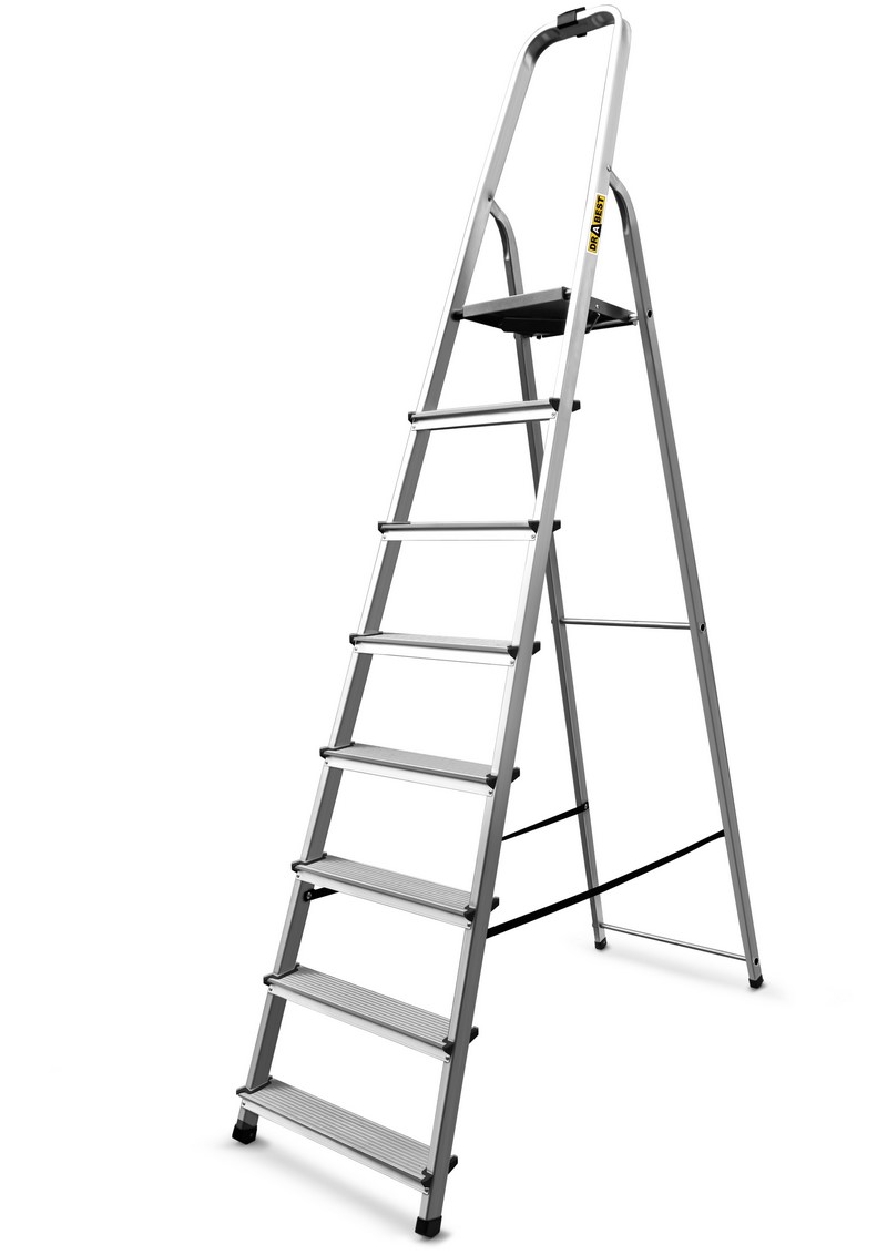 Drabina aluminiowa, 8 stopni, wytrzymałość: 125 kg - L-ALU-8