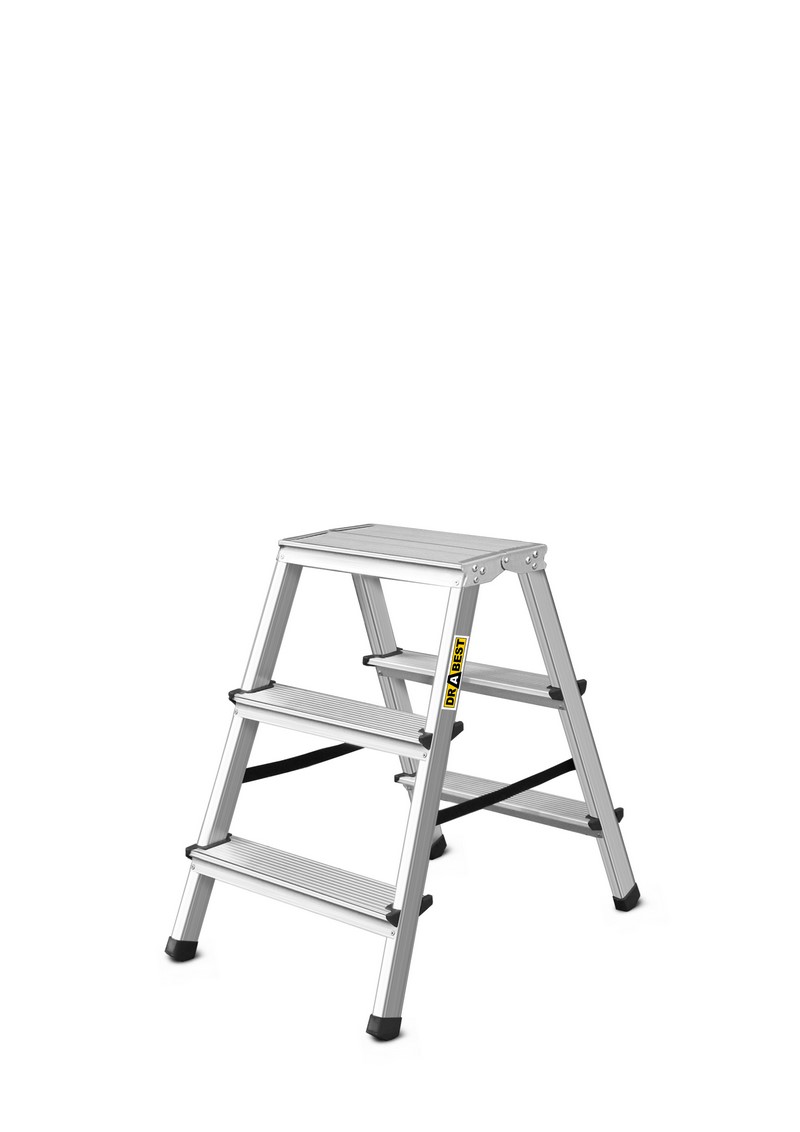 Drabina aluminiowa, dwustronna, 3 stopnie wytrzymałość: 125 kg
