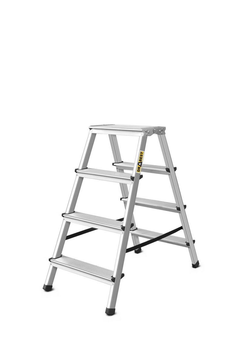 Drabina aluminiowa, dwustronna, 4 stopnie wytrzymałość: 125 kg