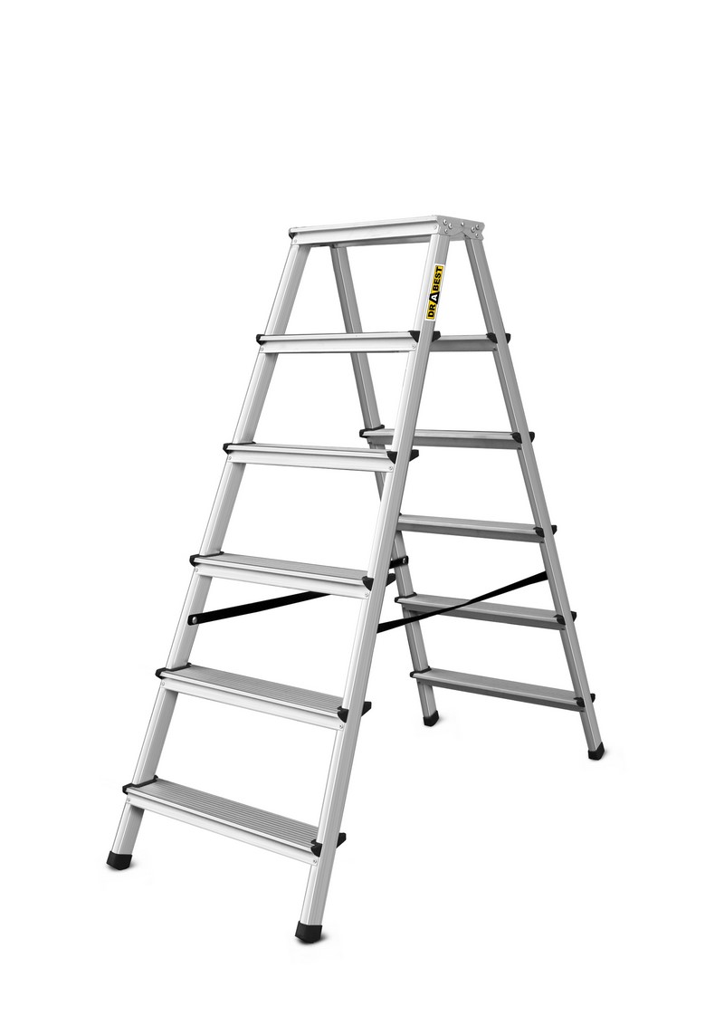 Drabina aluminiowa, dwustronna, 6 stopni wytrzymałość: 125 kg